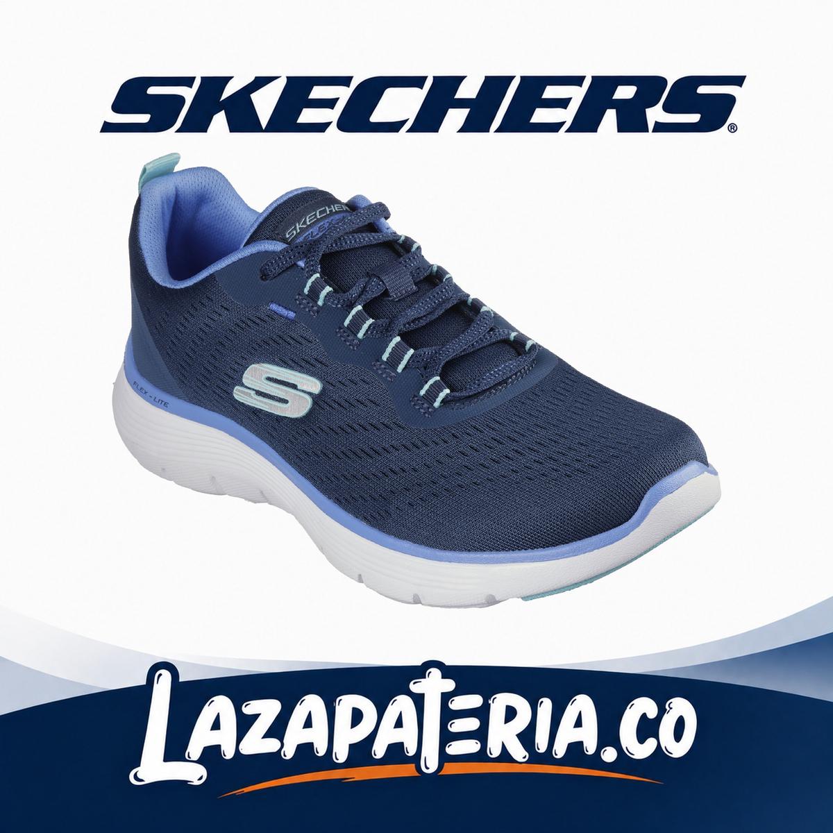 Tenis Skechers Flex Appeal Azul Navy para mujer