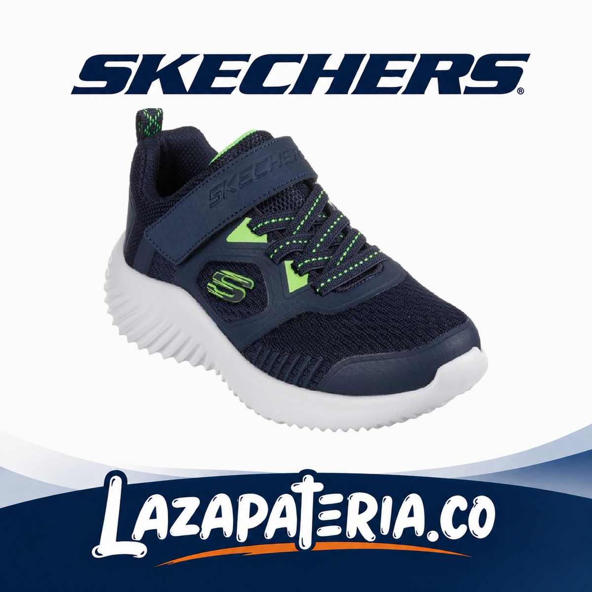 Tenis Skechers Bounder Azul Navy para niño