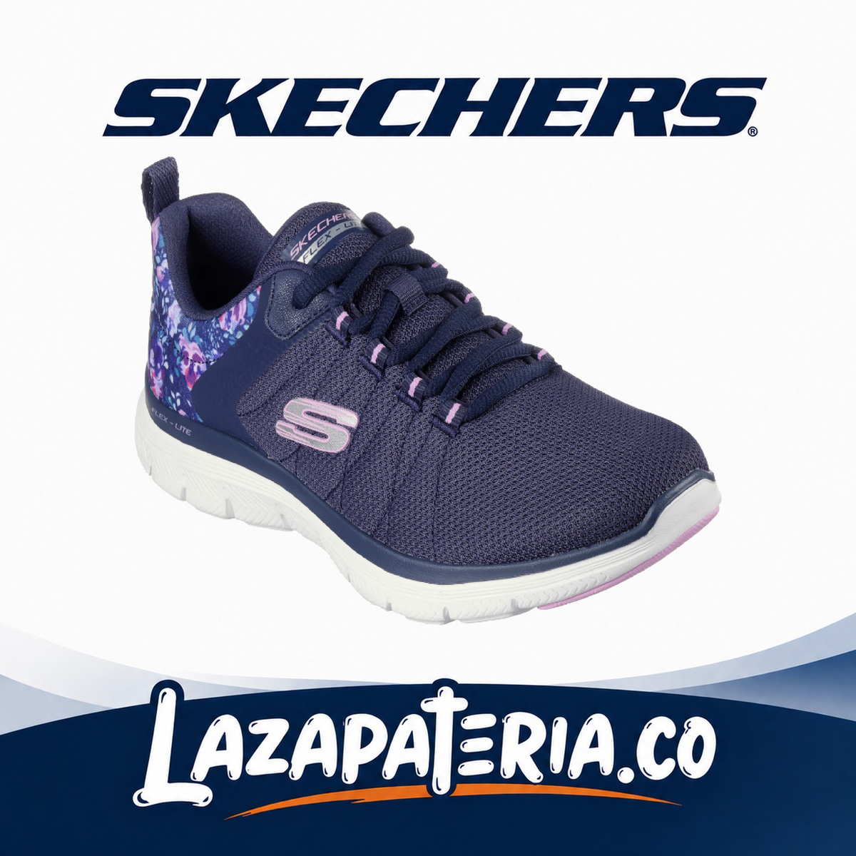Tenis Skechers Flex Appeal Azul Navy para mujer
