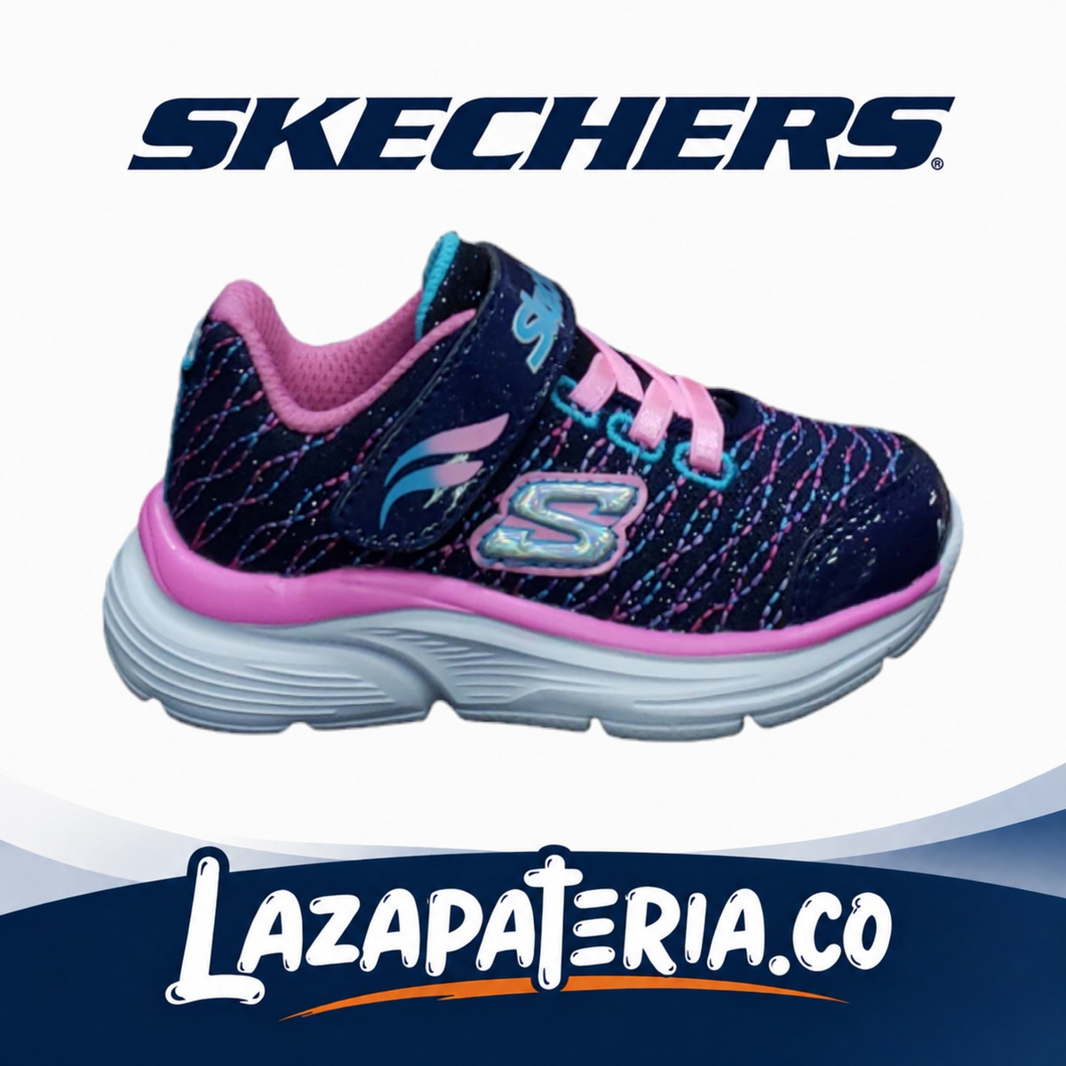 Tenis Skechers Wavy Lites Azul Navy para bebé