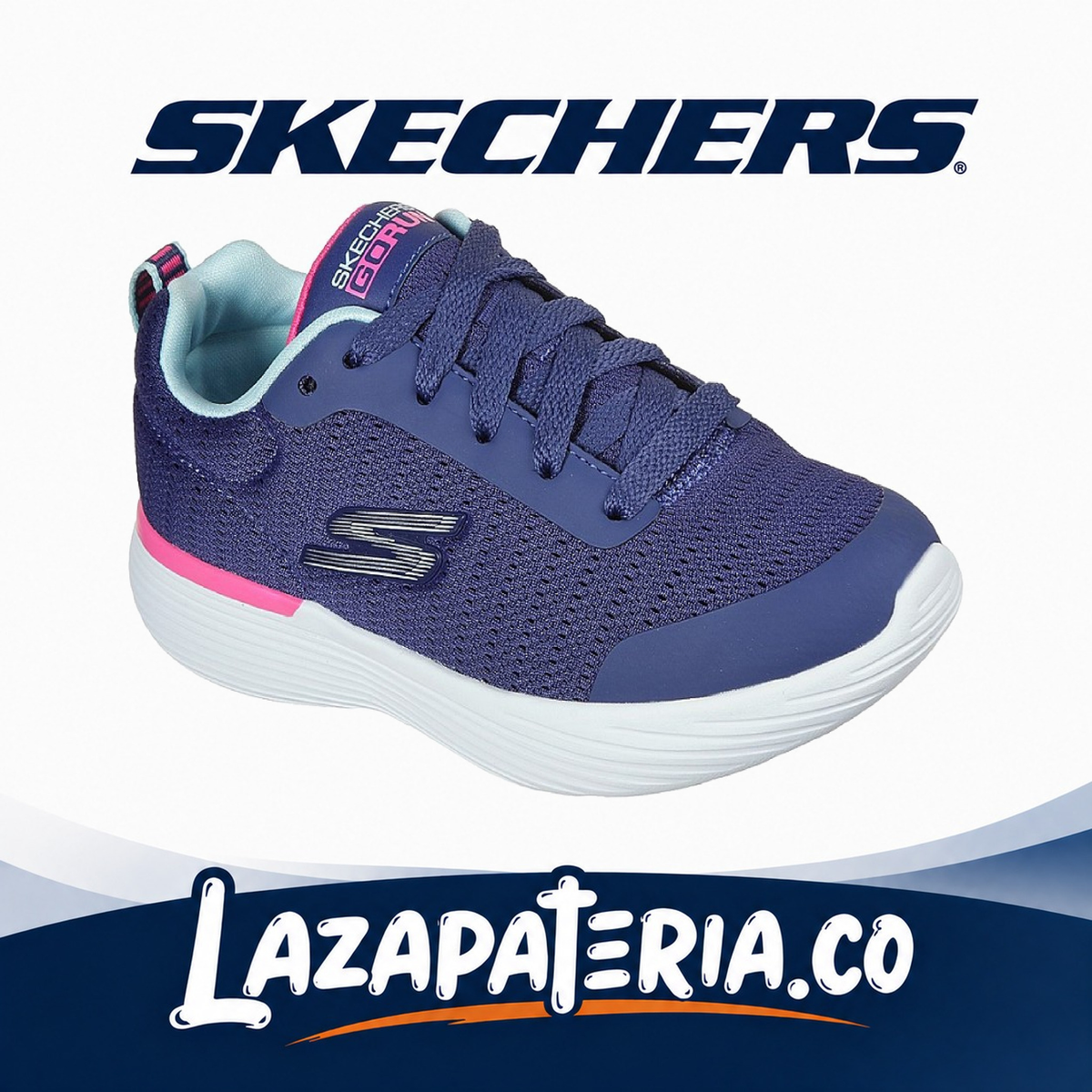 Tenis Skechers GOrun Azul Navy para niña