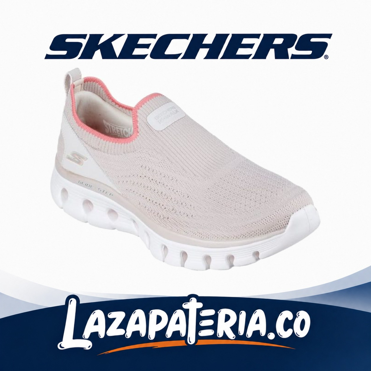 Tenis Skechers GO Walk Glide-Step Flex Beige para mujer