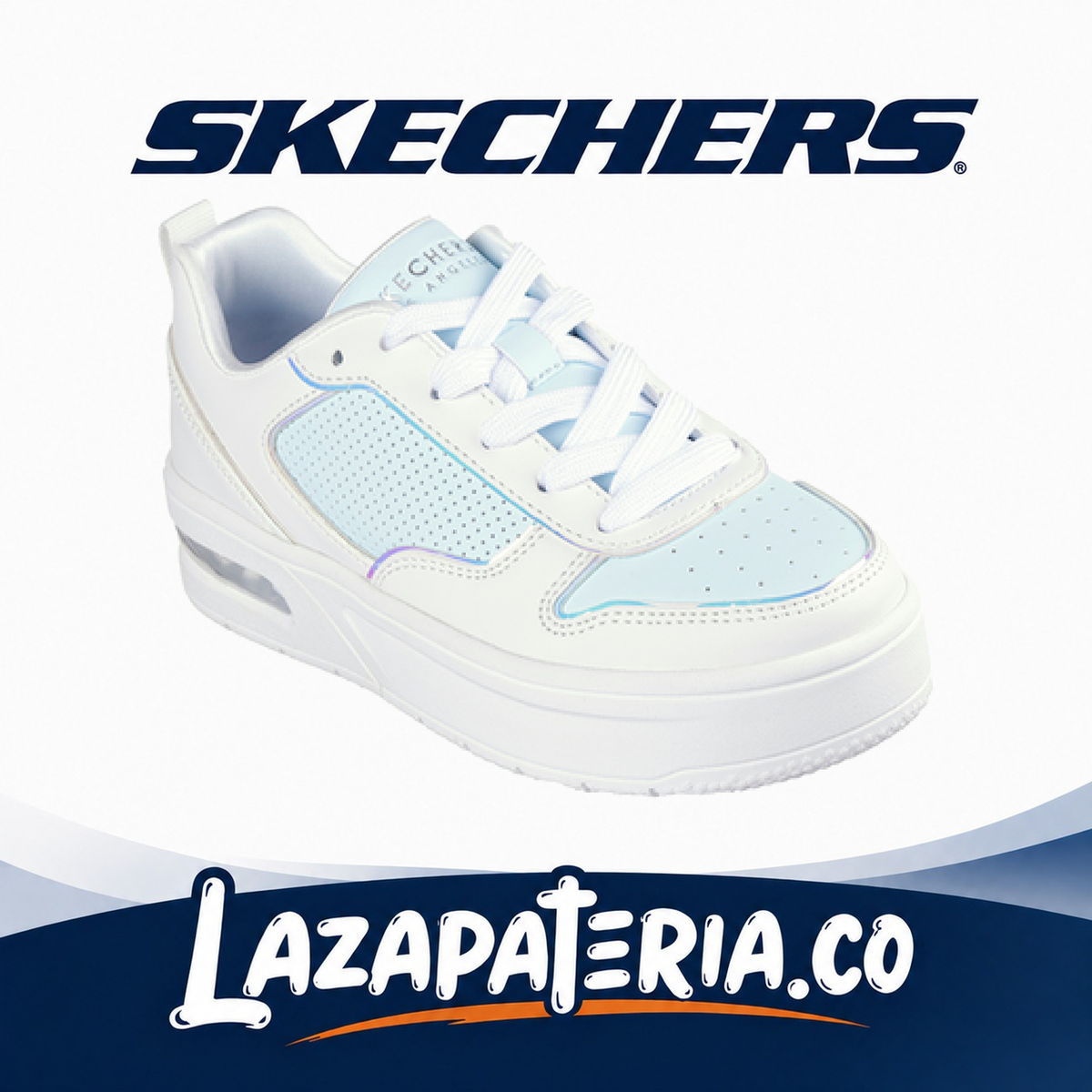Tenis Skechers Court Hi-Air Blanco para niña