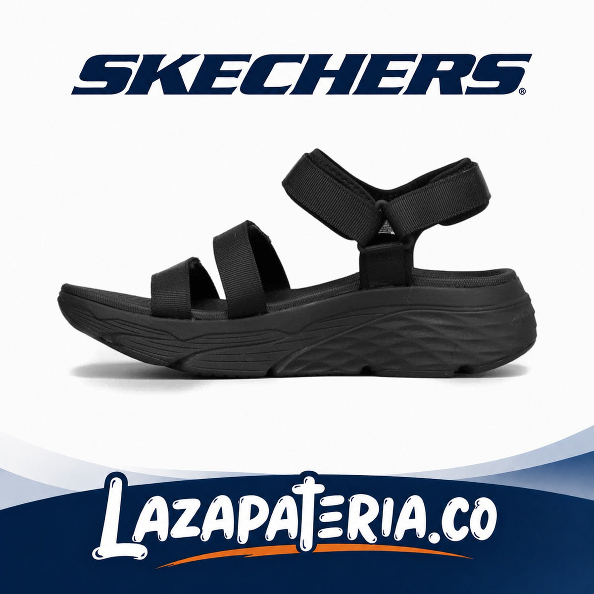 Sandalias Skechers Max Cushioning Negro para mujer, vista 2