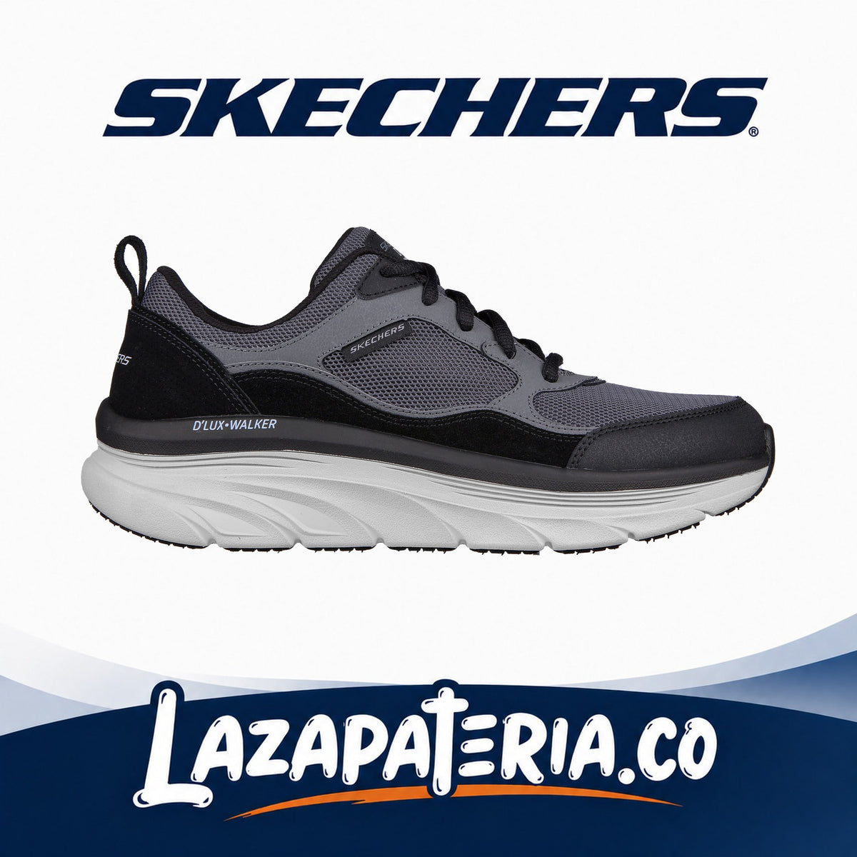 Tenis Skechers D'Lux Walker Negro para hombre, vista 2