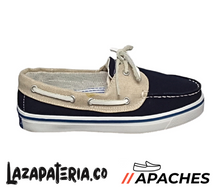 Cargar imagen en el visor de la galería, APACHES HOMBRE CP109 PLAYERO LONA AZUL OSCURO X BEIGE
