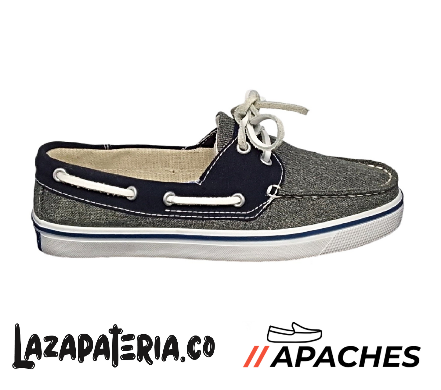 APACHES HOMBRE CP110 PLAYERO LONA GRIS X AZUL OSCURO