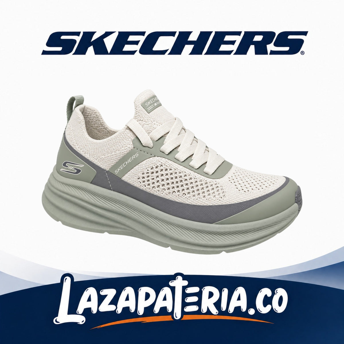Tenis Skechers BOBS Sport Skillz Mujer Beige Oliva Too Vital C11P7759NTOL