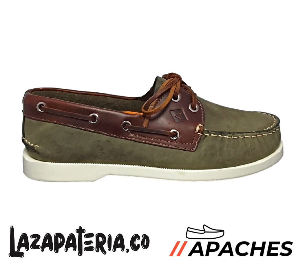 APACHES HOMBRE CP123 CUERO VERDE CORDONERA AMARETO SUELA BLANCA