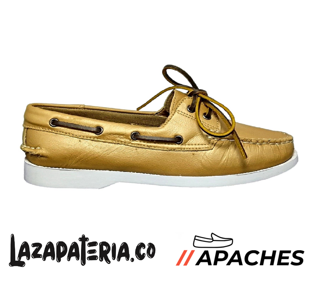 APACHES MUJER CP127 DORADO SUELA BLANCA