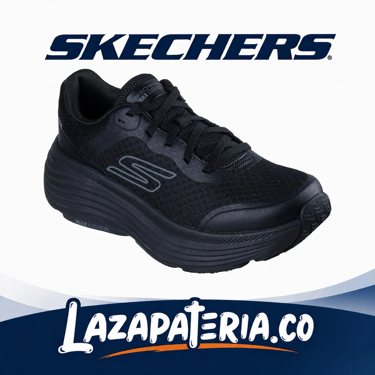 SKECHERS MUJER MAX CUSHIONING NEGRO C12P9470BBK