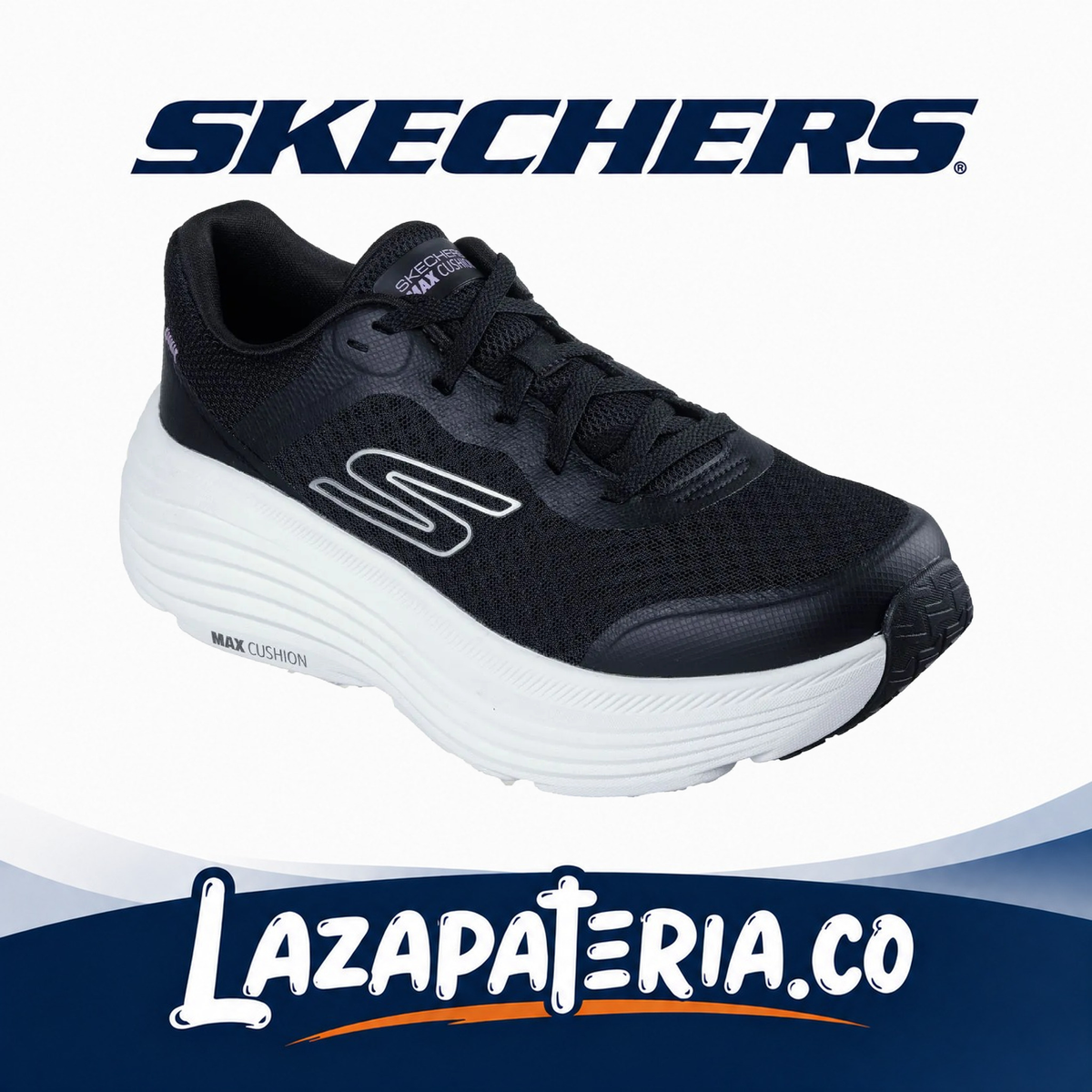 SKECHERS MUJER MAX CUSHIONING NEGRO C12P9470BKW