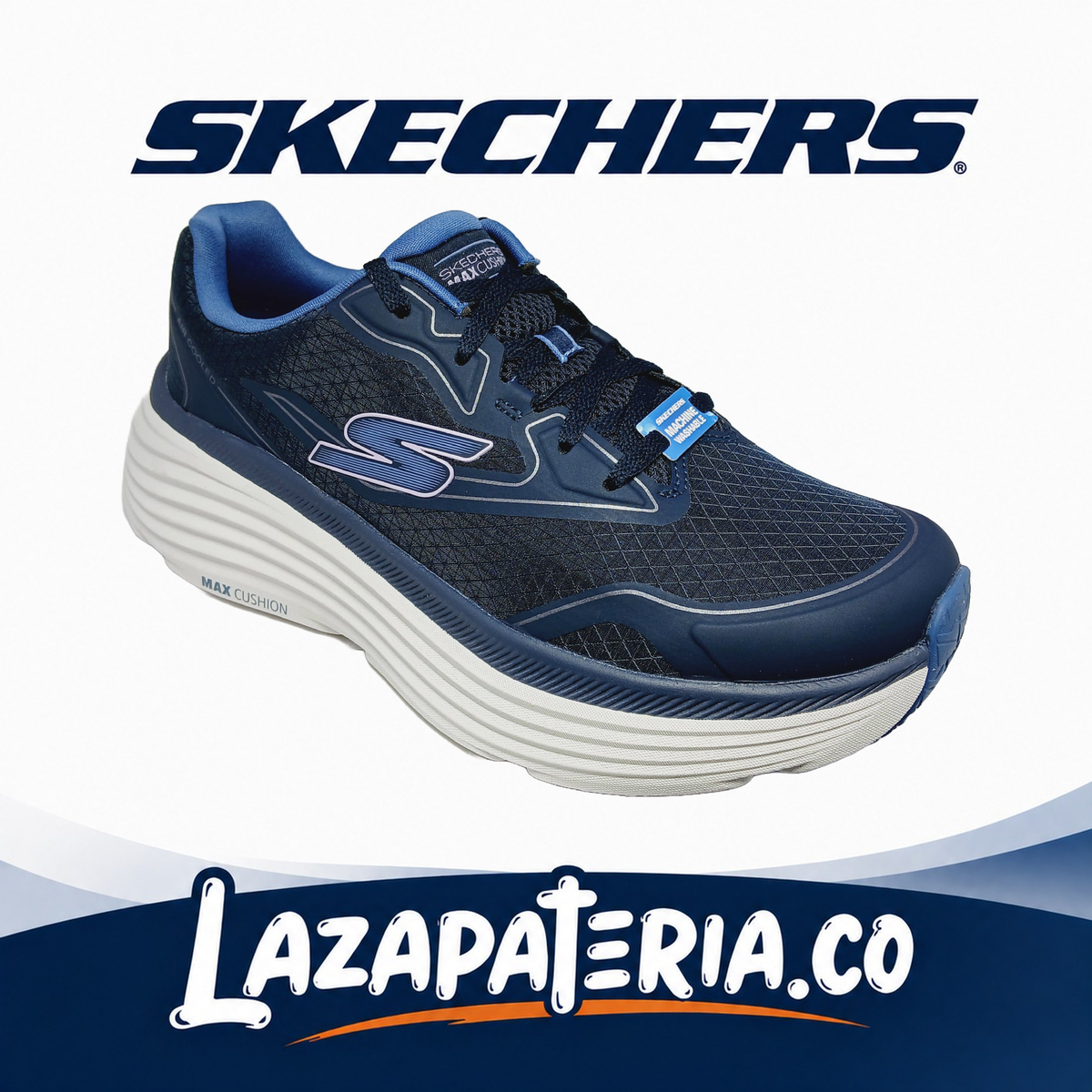 SKECHERS MUJER MAX CUSHIONING AZUL NAVY C12P9472NVLV