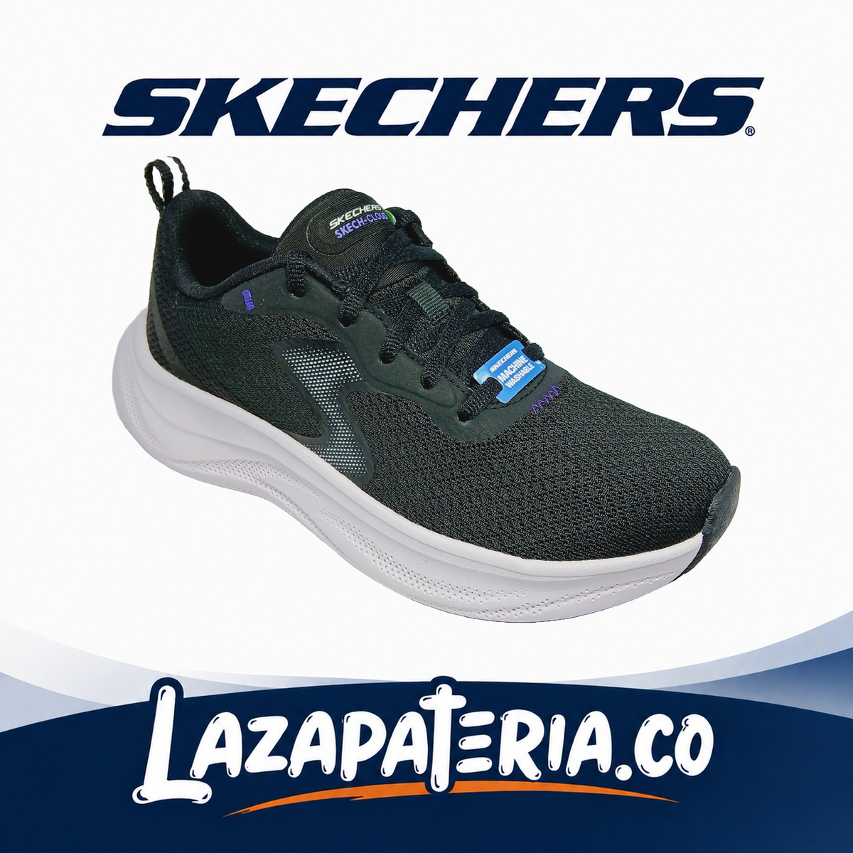 SKECHERS MUJER SKECH CLOUD NEGRO C15P0562BKLV