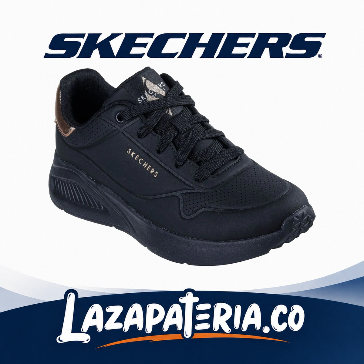 SKECHERS MUJER UNO NEGRO C17P7291BBK