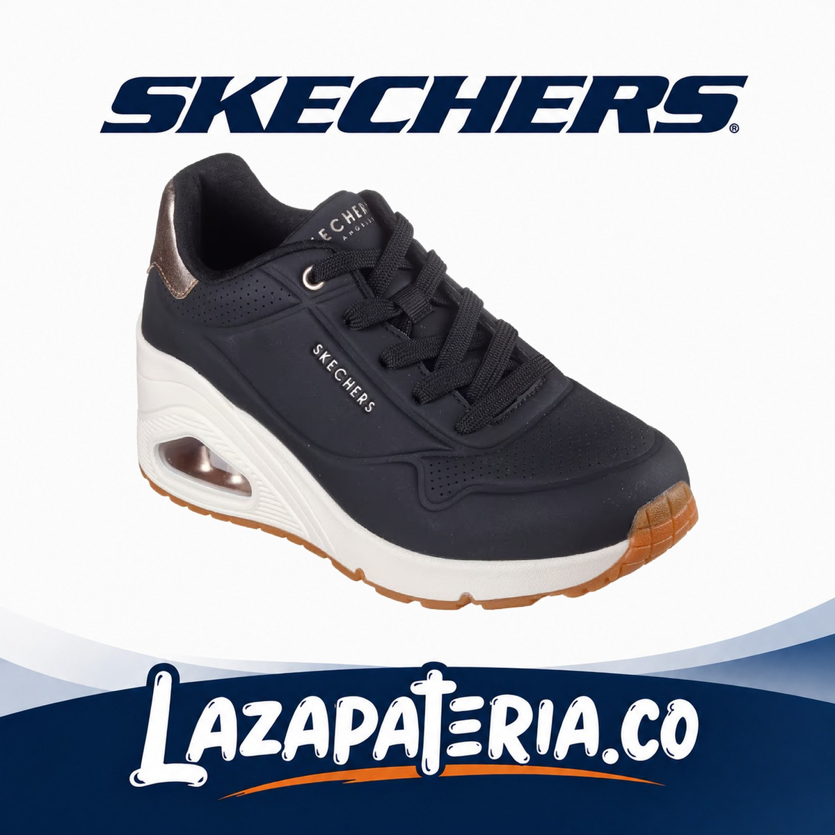 SKECHERS MUJER UNO NEGRO C17P7520BLK
