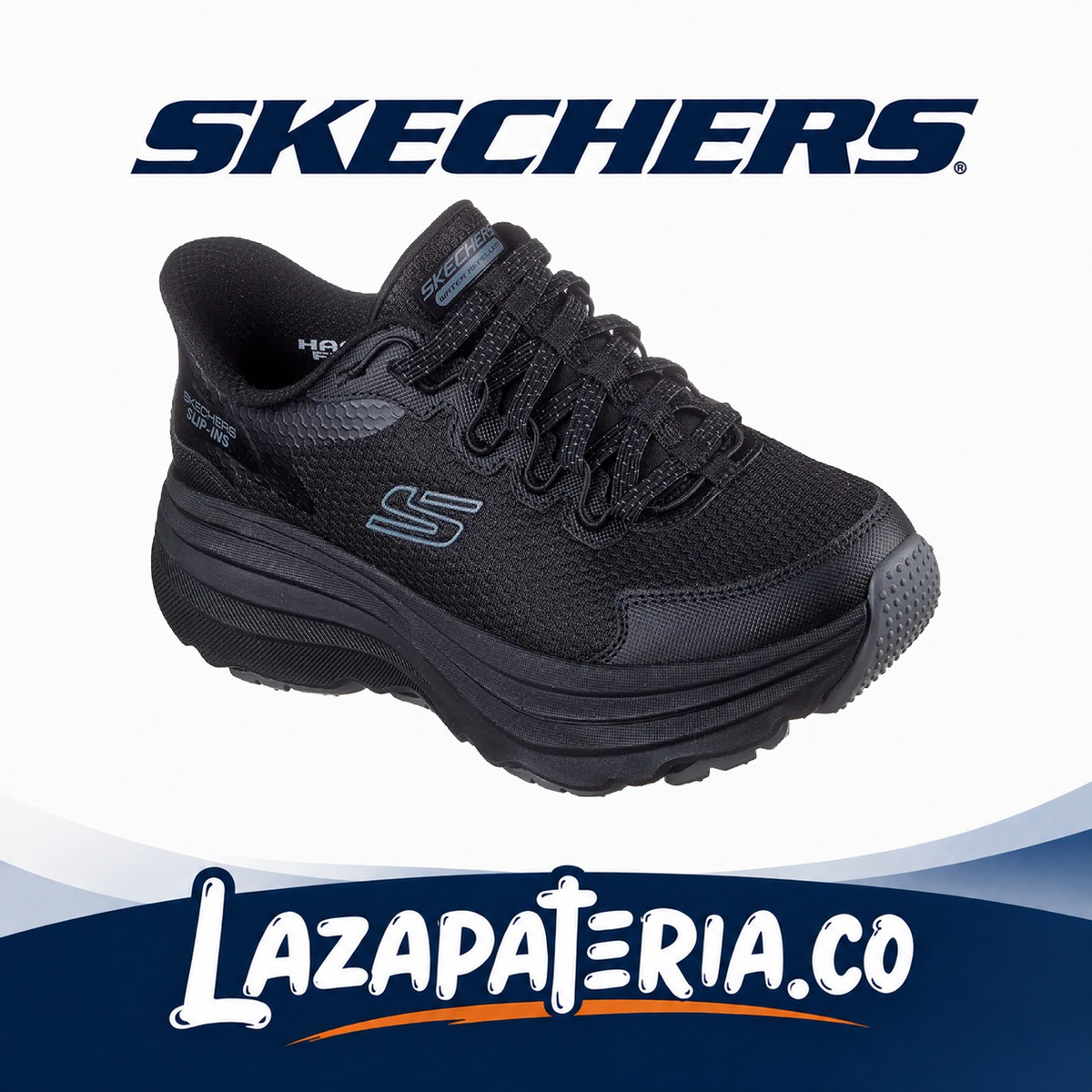 SKECHERS MUJER SLIP-INS NEGRO C18P0265BBK