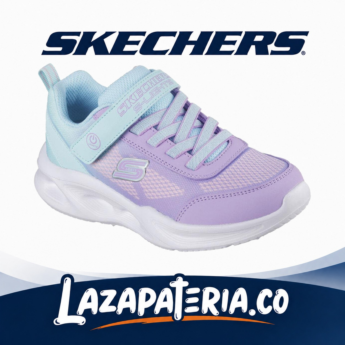 Tenis Skechers S-Lights Sola Glow Niña Celeste C30P3714LTQLV