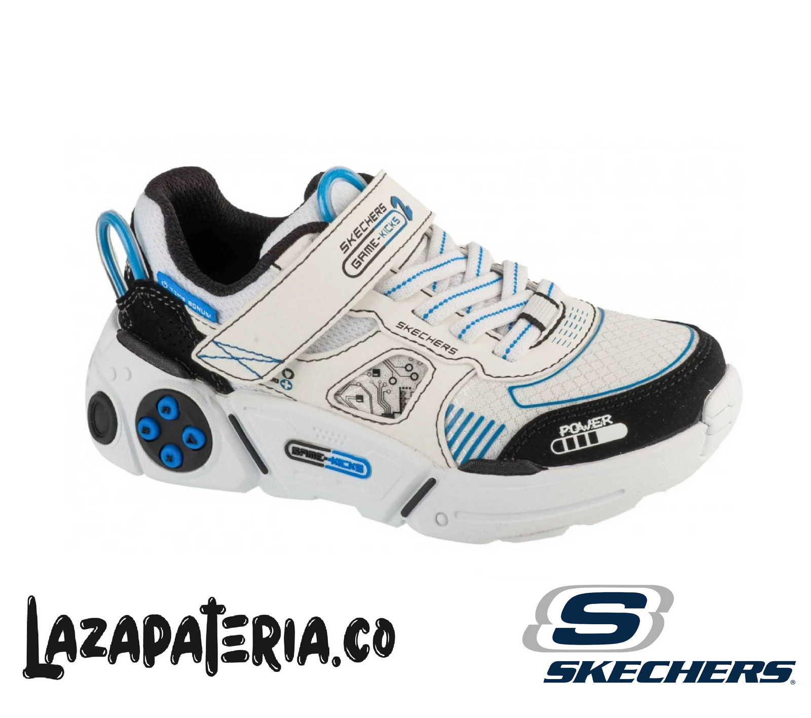 SKECHERS NIÑO GAME KICKS BLANCO C40P2270LWBKB