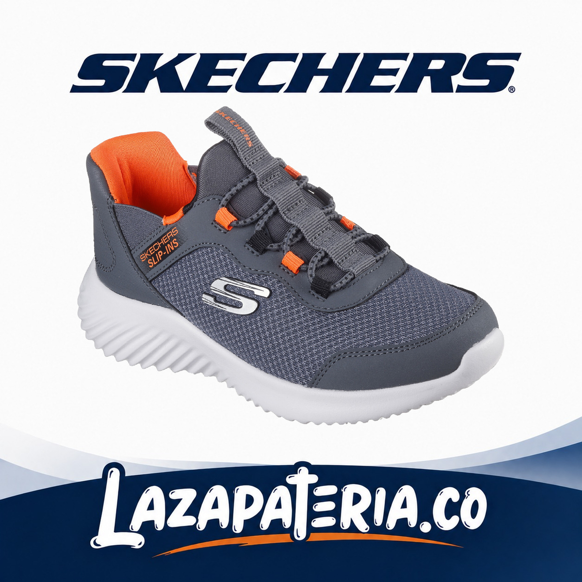 Tenis Skechers Slip-ins Bounder Niño Gris Carbón C40P3822LCCOR