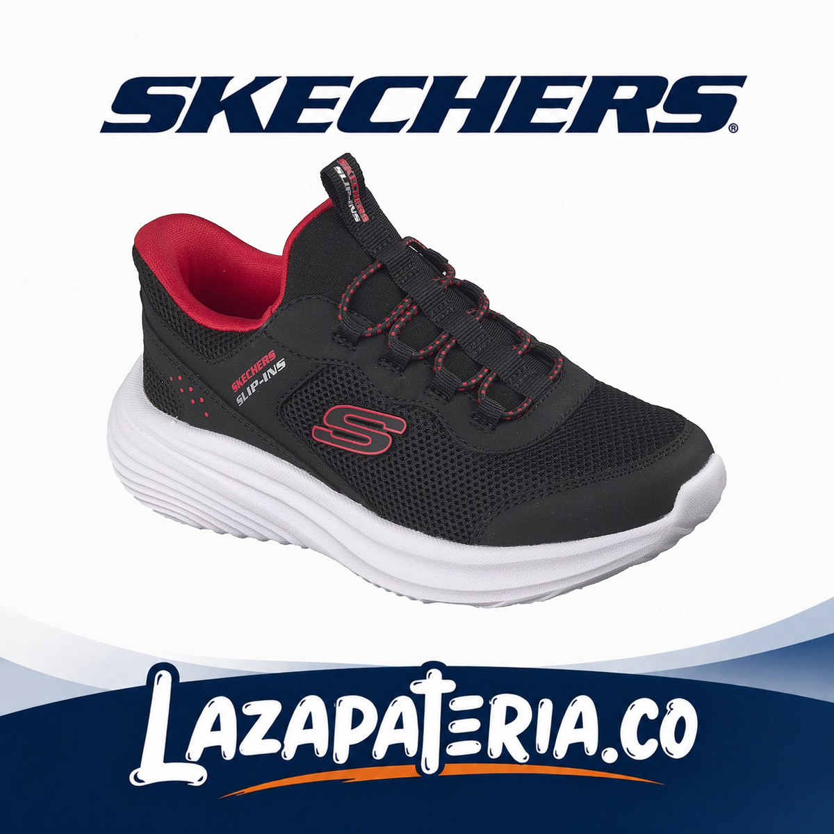 SKECHERS NIÑO SLIP-INS NEGRO C40P4208LBLK