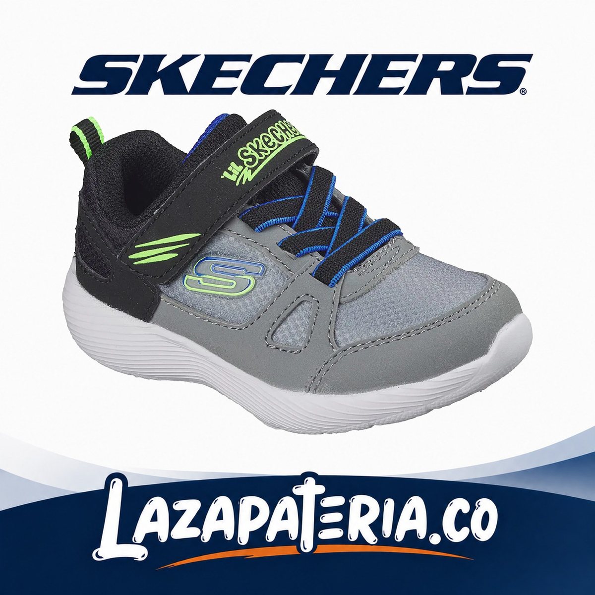 SKECHERS BEBÉ DYNA-LITE GRIS C40P5091NGYBK