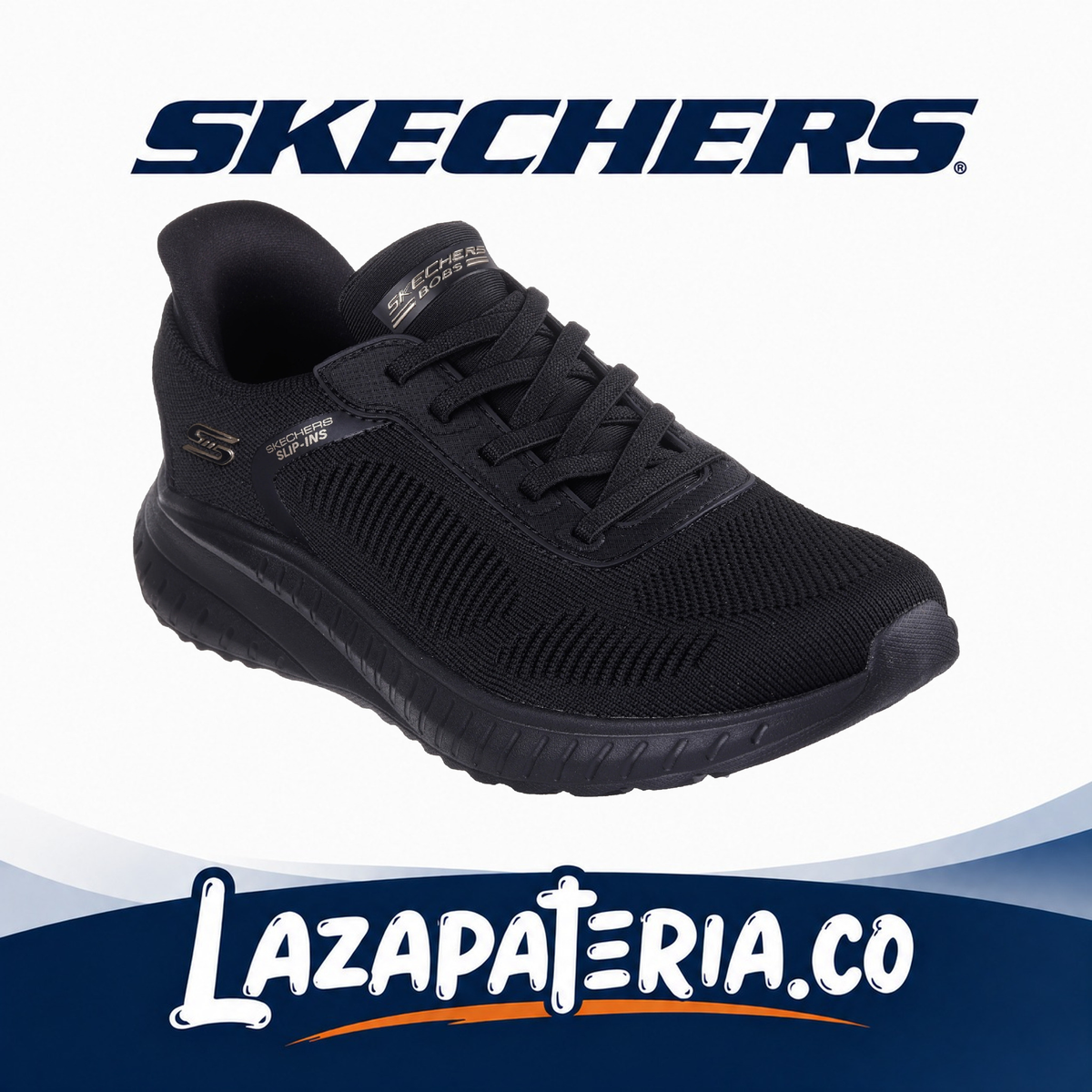 SKECHERS MUJER SLIP-INS NEGRO C11P7497BBK