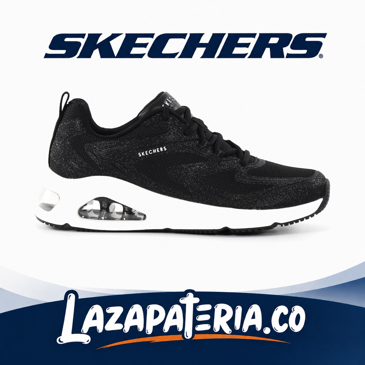 SKECHERS MUJER TRES-AIR UNO NEGRO C17P7411BLK