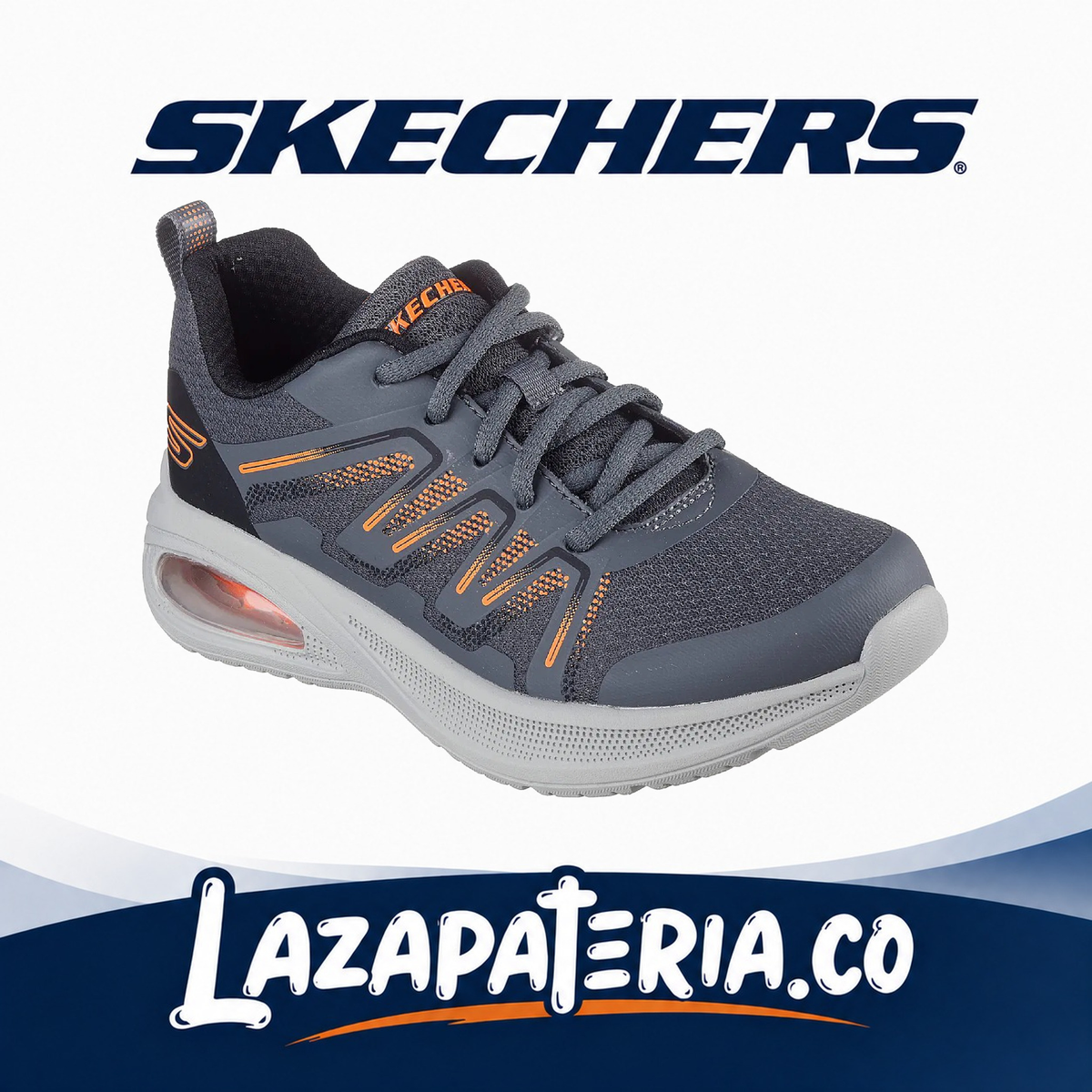 Tenis Skechers Microspec Niño Gris Carbón C40P3937LCCBK