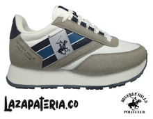 Cargar imagen en el visor de la galería, ZAPATO POLO LONA BLANCO-GRIS LINEAS AZULES
